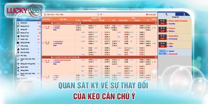 Quan sát kỹ về sự thay đổi của kèo cần chú ý